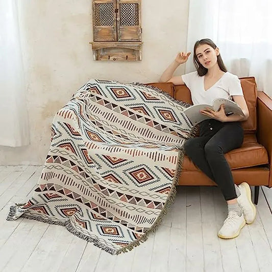 Sofa Blanket With Tassel, Couch Throws, Knitted Blanket, Aztec Ethnic Style Blanket, For Home, Office, Travel, Camping. - Image 2
