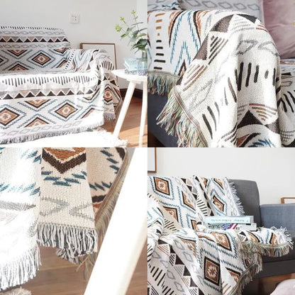 Sofa Blanket With Tassel, Couch Throws, Knitted Blanket, Aztec Ethnic Style Blanket, For Home, Office, Travel, Camping. - Image 3