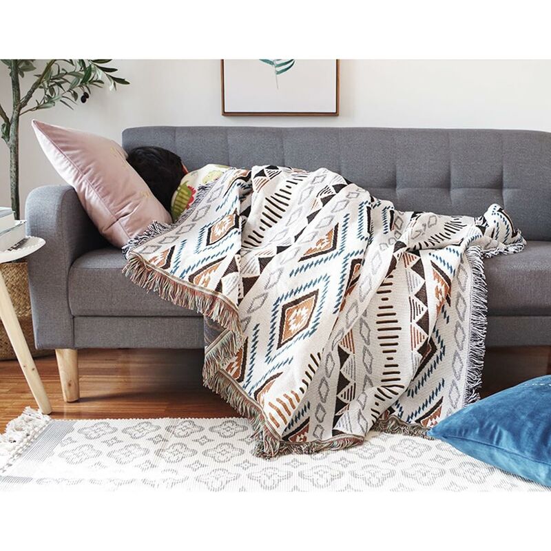 Sofa Blanket With Tassel, Couch Throws, Knitted Blanket, Aztec Ethnic Style Blanket, For Home, Office, Travel, Camping. - Image 4