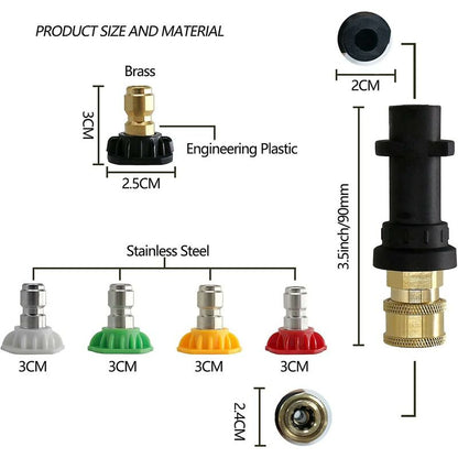 Pressure Washer Adapter, To 1/4" Quick Connect For Karcher K2-K7, With 5 Pressure Washer Nozzle Tips, Multi-Grade, 2.5 - Image 2