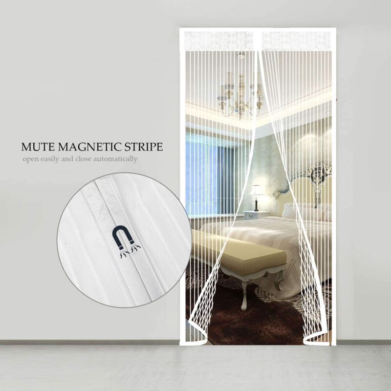 Magnetic Screen Door Automatic Closing Insect Screen Door Curtain With Magnets No Drilling (120X220Cm, White) - Image 3
