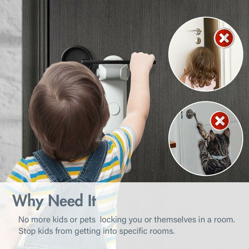 Child Proof Door Lever Lock, Baby Safety Door Handle Lock, Easy To Install And Use 3M Vhb Adhesive No Tools Or Drill - Image 2