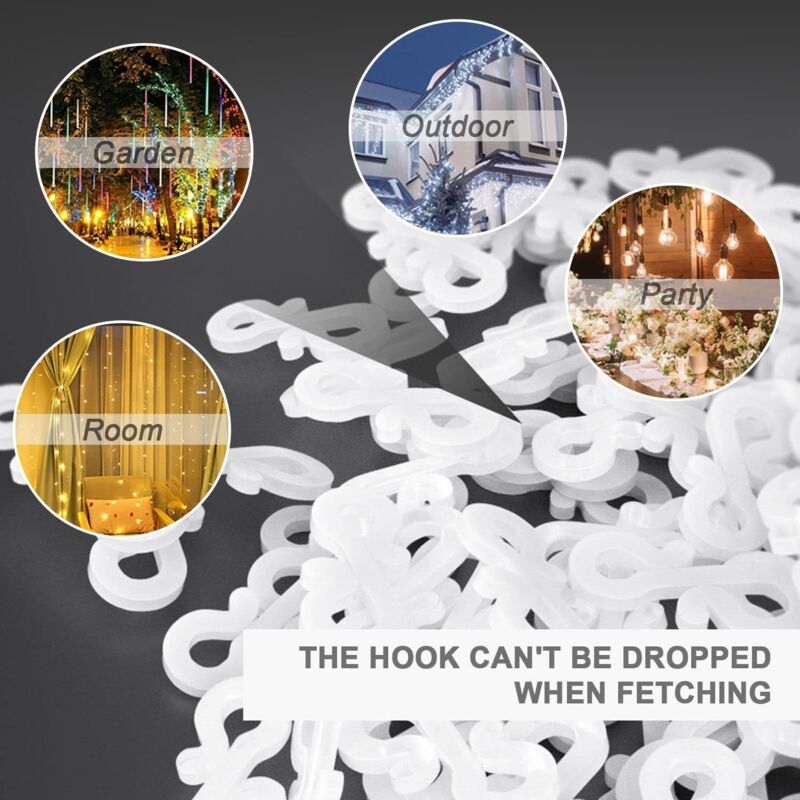 100 pcs Mini Black White Plastic Gutter Hooks With Shape Clip Outdoor Light Hooks For Wedding Christmas Halloween - Image 4