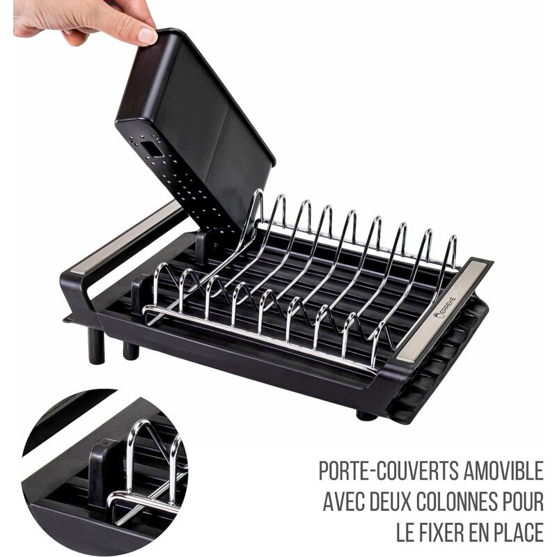 Expandable Kitchen Dish Drainer, Sink Drainer With Pouring Spout, Cutlery Holder, Plastic Foldable Drainer, 28X20 Cm - Image 4