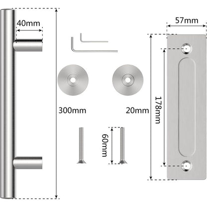 30Cm Sliding Door Handle Set, Stainless Steel Sliding Door Handle, Large Rustic Size, Suitable For Gates, Garages, - Image 3