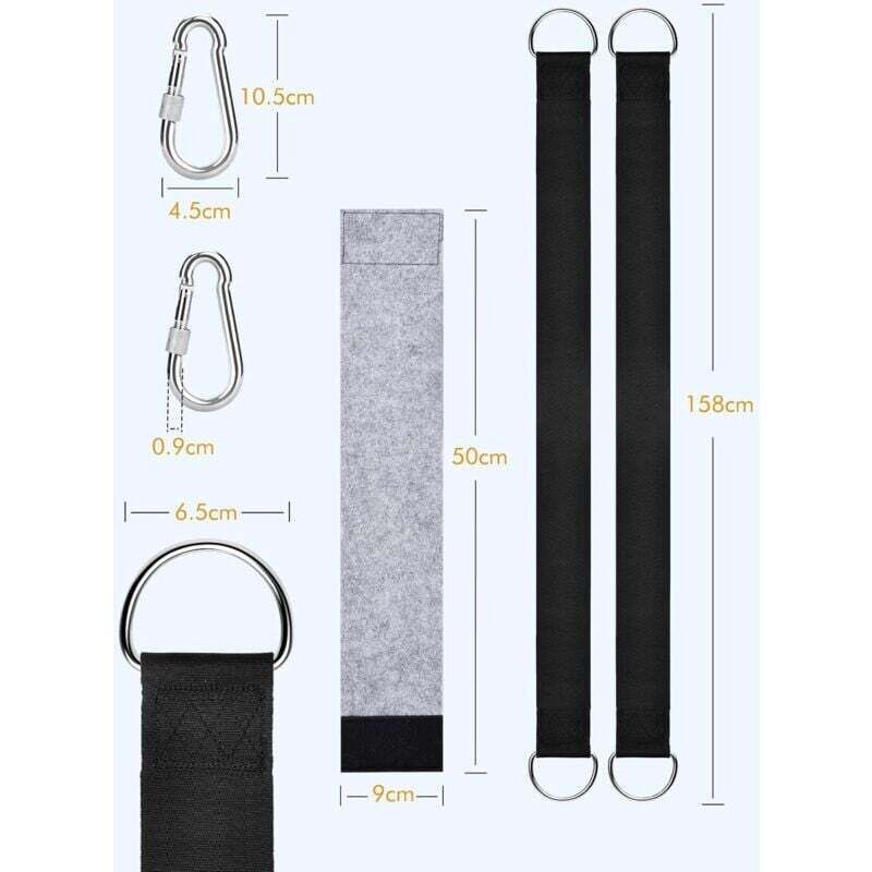 Tree Swing Straps, 158Cm Extra Long Hammock Tree Straps With 2 Safety Locking Carabiner Hooks And D-Rings, Perfect For - Image 3