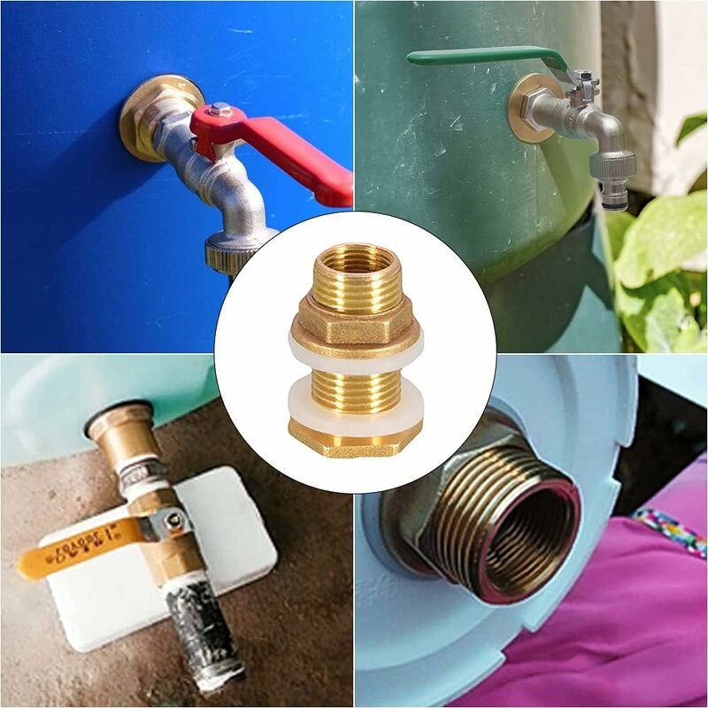 1/2 Brass Water Tank Water Pipe Connector 2 pcs 4.2Cm Brass Water Tank Socket 1/2 Inch Brass Water Connector For Rain - Image 4
