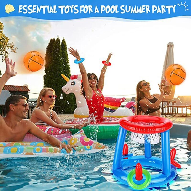 Pool Basketball Hoop - Inflatable Basketball Stand For Swimming Pool Floating Pool Basketball Outdoor Water Game Summer - Image 2