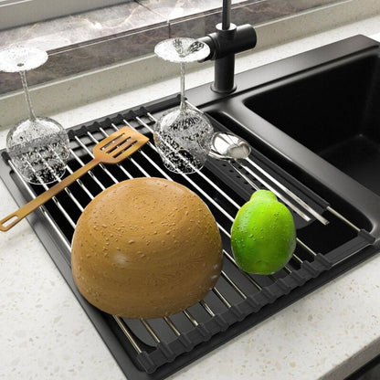 Stainless Steel Kitchen Dish Drainer Rack Foldable And Removable Stainless Steel ROller Drying Rack For Sink Draining - Image 4