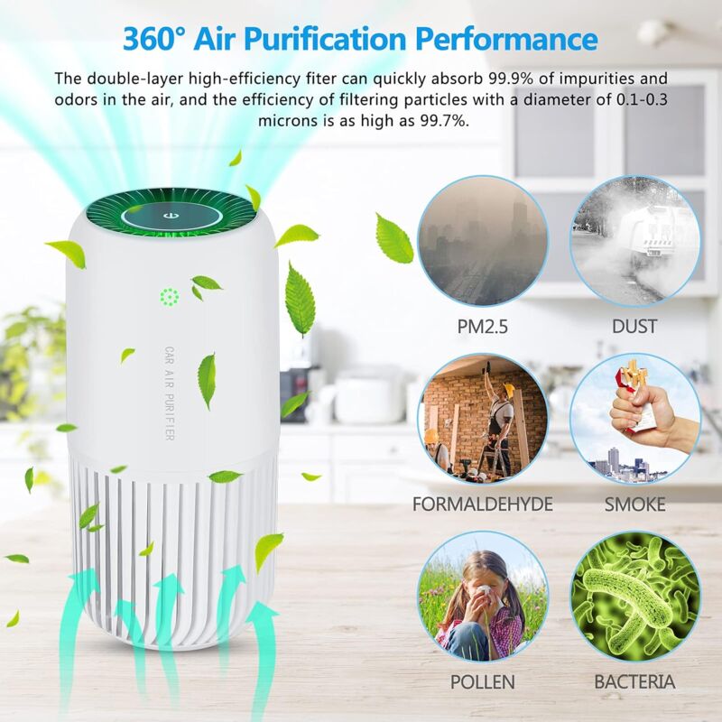 Air Purifier With True Hepa Filter With Uv-C Light, Mini Air Purifier Removes 99.97% Of Smoke Allergens Dust, Air - Image 4
