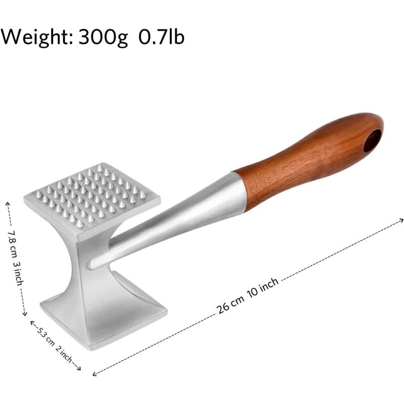 Meat Hammer, Heavy Duty Meat Tenderizer, Steak Hammer With Wooden Handle And Food Grade Zinc Alloy, 2 In 1 Kitchen - Image 3