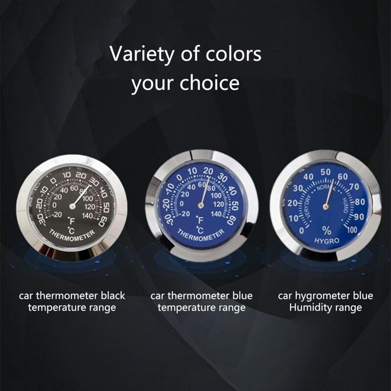 Auto Car Vehicle Thermometer/Hygrometer Clock Mini Small Classic DAshboard Thermometer Car Cool Decoration Metal Alloy - Image 4