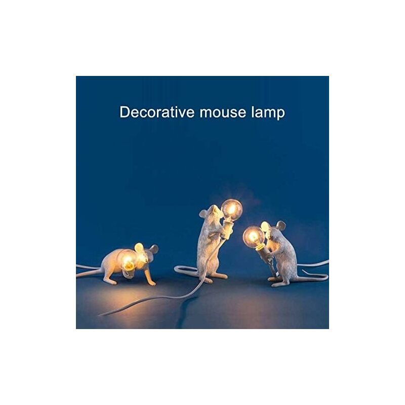 Table Lamp Mouse Shape Resin Desk Lamp Bedside Lamp Light Home Bedroom Decor E12 Base - Image 2