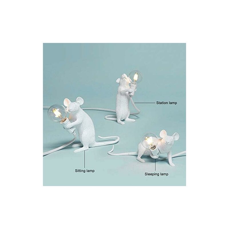 Table Lamp Mouse Shape Resin Desk Lamp Bedside Lamp Light Home Bedroom Decor E12 Base - Image 3
