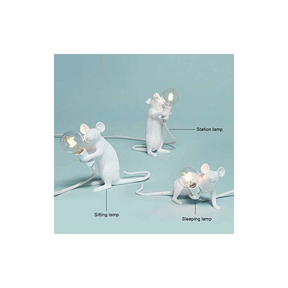 Table Lamp Mouse Shape Resin Desk Lamp Bedside Lamp Light Home Bedroom Decor E12 Base - Image 3