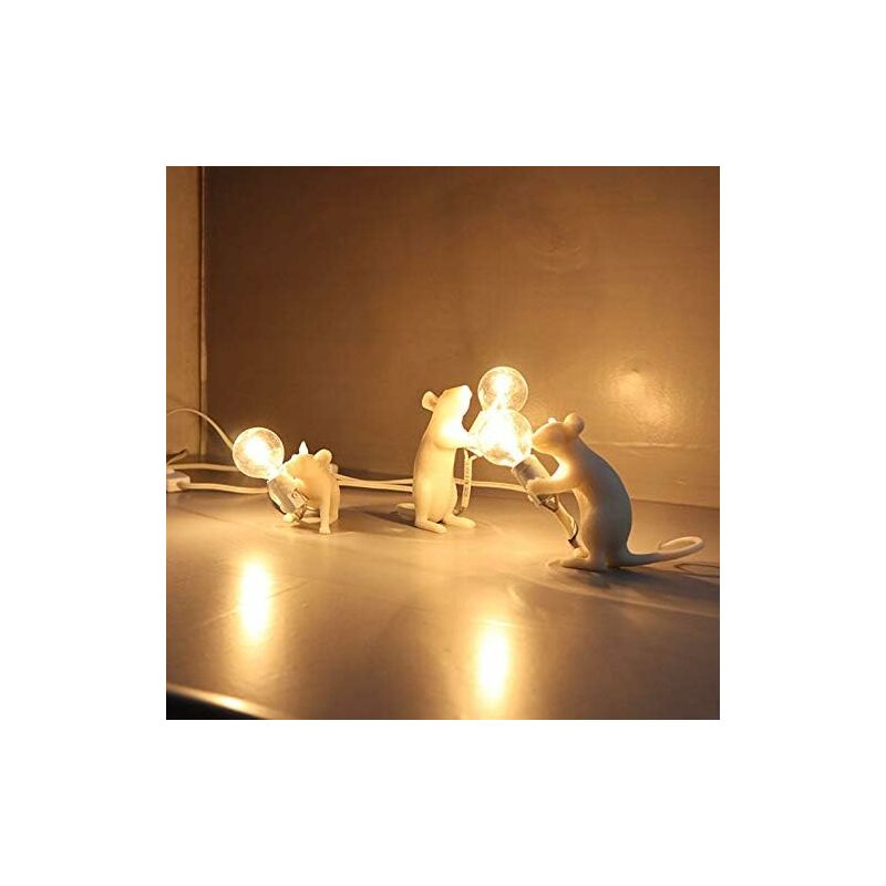 Table Lamp Mouse Shape Resin Desk Lamp Bedside Lamp Light Home Bedroom Decor E12 Base - Image 4