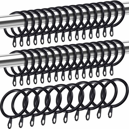 Metal Curtain Rings, Curtain And ROd Hanging Rings, 30Mm Inner Diameter Drapery Sliding Eyelet Rings (Black, 40 Pack)