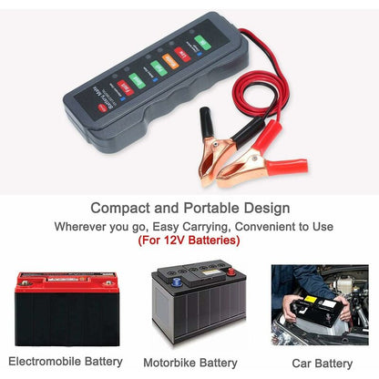 12V Car Battery Alternator Tester LED Digital Battery Condition Alternator Charging Analyzer With Copper Clip LED For - Image 2