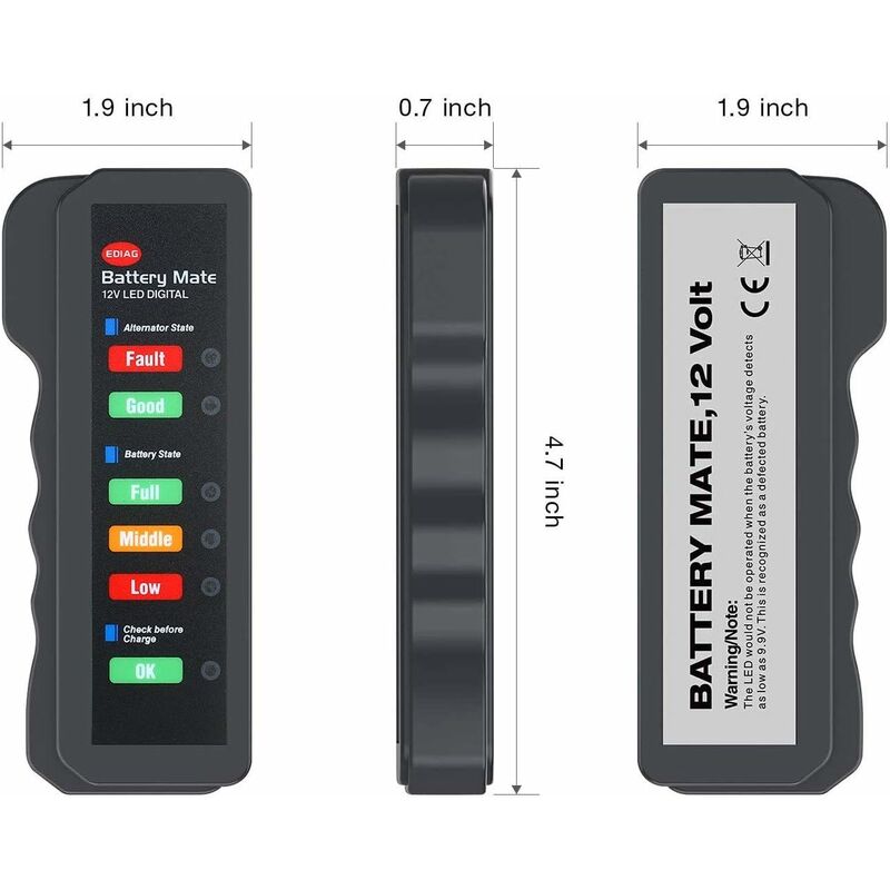 12V Car Battery Alternator Tester LED Digital Battery Condition Alternator Charging Analyzer With Copper Clip LED For - Image 3