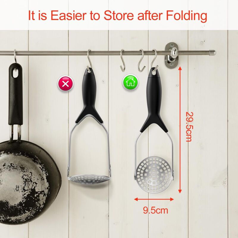 Stainless Steel Potato Masher, Professional Manual Potato Ricer With Non-Slip Handle, Foldable Apple Masher For Fruits, - Image 2