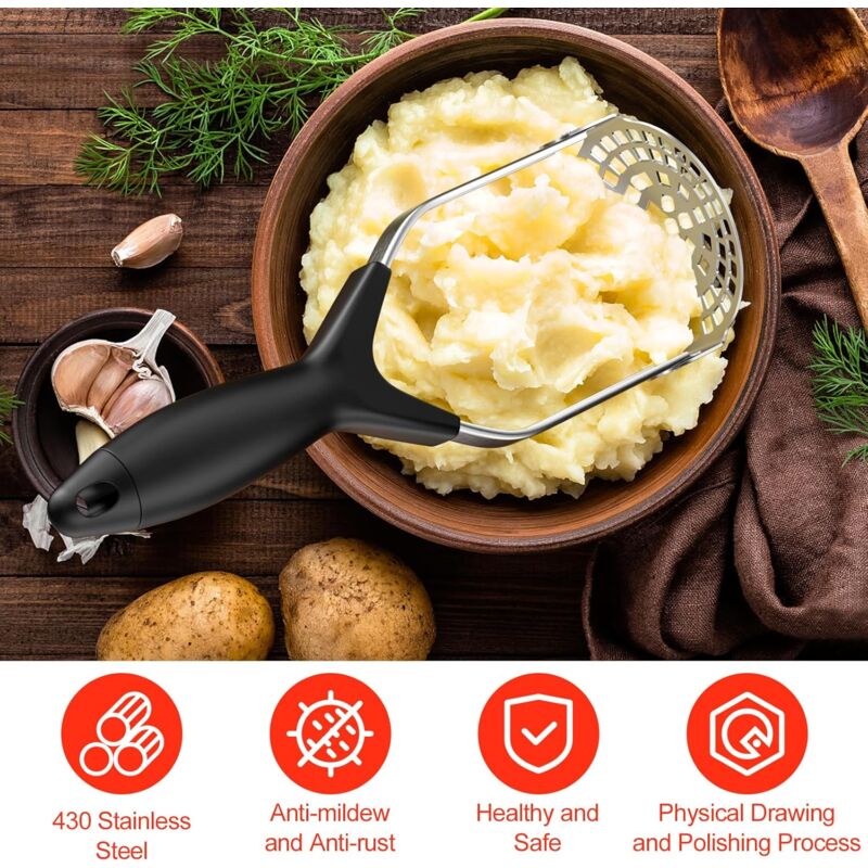 Stainless Steel Potato Masher, Professional Manual Potato Ricer With Non-Slip Handle, Foldable Apple Masher For Fruits, - Image 4