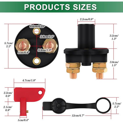 Isolator Switch 12V/24V Battery Isolator Disconnect Max 200A For Car, Truck, Boat, Vehicles Power Cut Off Kill Switch - Image 3