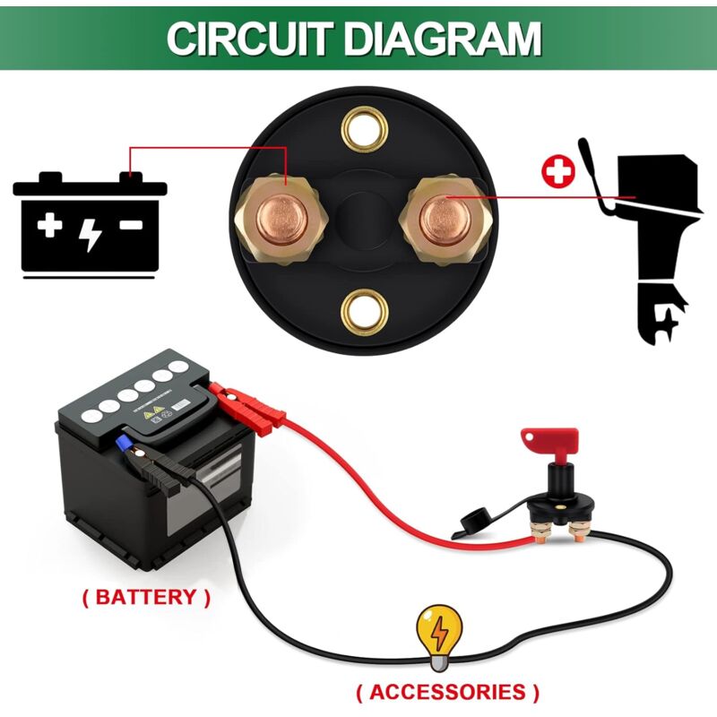 Isolator Switch 12V/24V Battery Isolator Disconnect Max 200A For Car, Truck, Boat, Vehicles Power Cut Off Kill Switch - Image 4