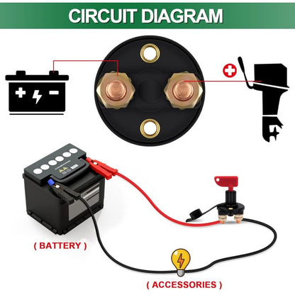 Isolator Switch 12V/24V Battery Isolator Disconnect Max 200A For Car, Truck, Boat, Vehicles Power Cut Off Kill Switch - Image 4