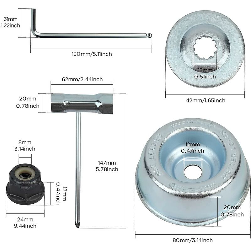 Universal Brushcutter Head Nut Kit, For Thermal Brushcutter, Stihl, Echo, Ryobi Head - Image 2