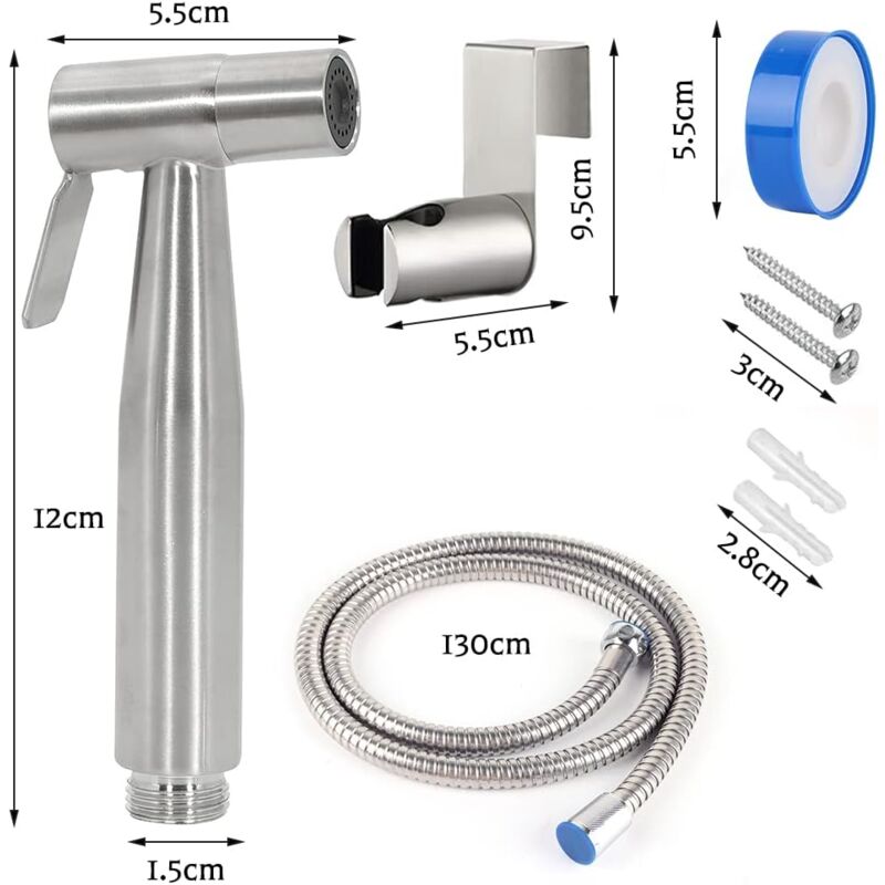 Toilet Sprayer, Stainless Steel Toilet Sprayer Kit, Adjustable Water Pressure Toilet Sprayer, Bidet Sprayer For - Image 2
