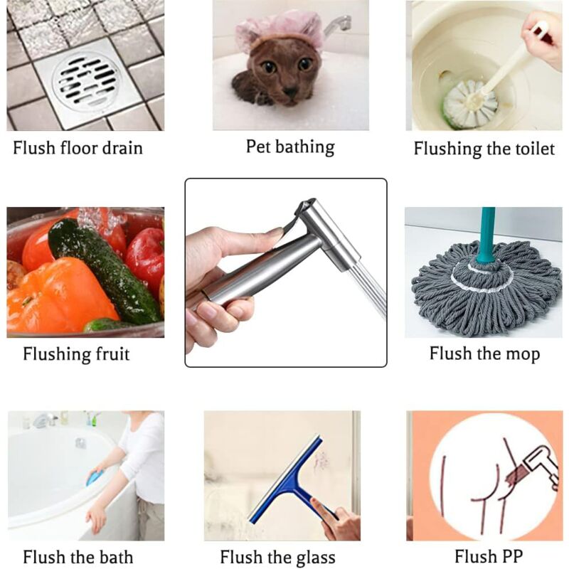 Toilet Sprayer, Stainless Steel Toilet Sprayer Kit, Adjustable Water Pressure Toilet Sprayer, Bidet Sprayer For - Image 3