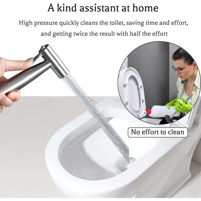 Toilet Sprayer, Stainless Steel Toilet Sprayer Kit, Adjustable Water Pressure Toilet Sprayer, Bidet Sprayer For - Image 4