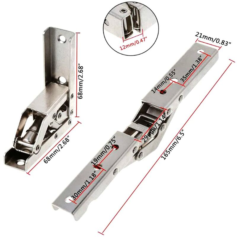 2 pcs Stainless Steel 90 Degree Folding Shelf Hinge Hidden Bracket Table Support Hinge Furniture Accessories Folding - Image 2