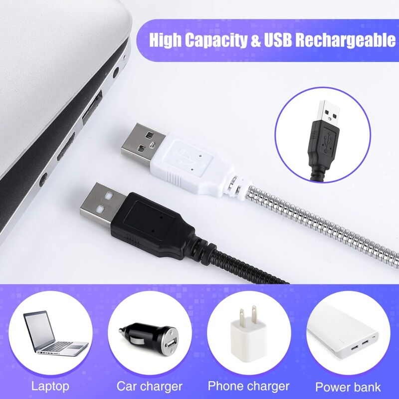 2 Pieces Usb LED Reading Lights Stick Flexible Usb Book Light Dimmable LED Usb Light Touch Gooseneck For Laptop Book - Image 2