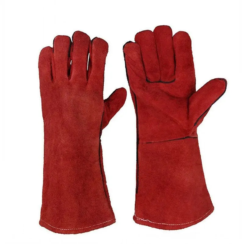 Heavy Duty Large Heat Resistant Leather Lined Welding Gloves For Wood Stove Log Burner Bbq, Gardening Gloves For Men