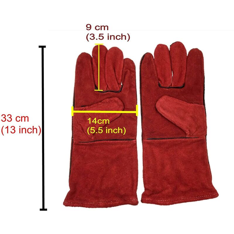 Heavy Duty Large Heat Resistant Leather Lined Welding Gloves For Wood Stove Log Burner Bbq, Gardening Gloves For Men - Image 3