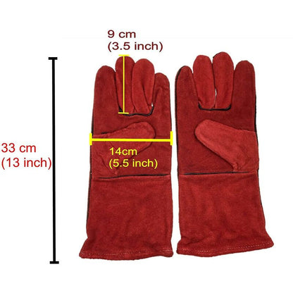 Heavy Duty Large Heat Resistant Leather Lined Welding Gloves For Wood Stove Log Burner Bbq, Gardening Gloves For Men - Image 3