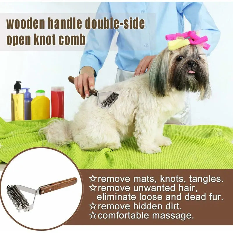 Coat King Rake Pet Undercoat Rake Dog Dematting Comb Pet Grooming Brush Tool Deshedding 17+9 Double Sided Teeth - Image 3
