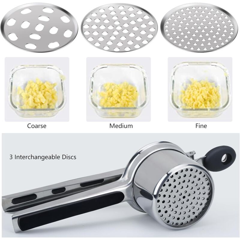 Potato Masher, Manual Potato Masher With 3 Interchangeable Discs, Professional Stainless Steel Manual Masher, Ideal For - Image 3