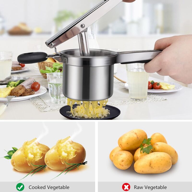 Potato Masher, Manual Potato Masher With 3 Interchangeable Discs, Professional Stainless Steel Manual Masher, Ideal For - Image 4