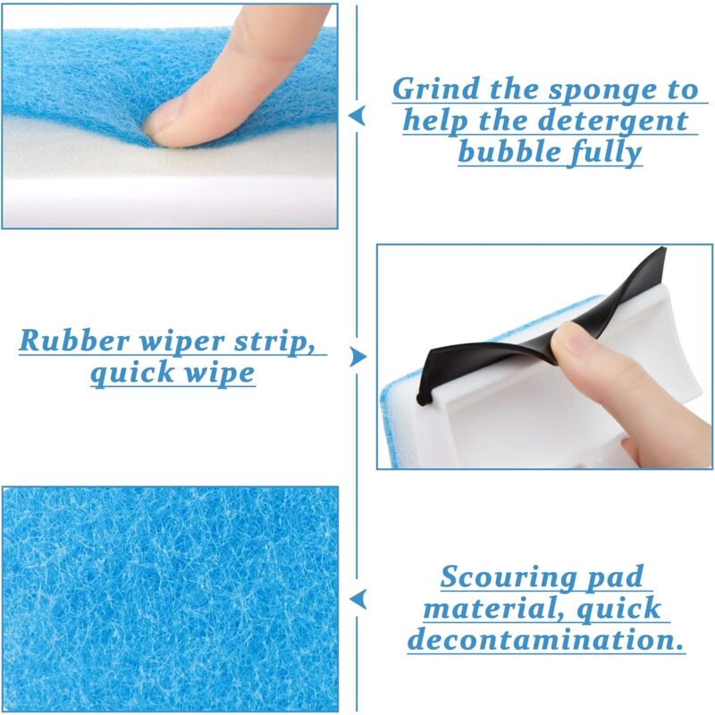2 In 1 Cleaning Brush, Window Squeegee With Sponge, Cleaning Tools For Mirrors, Windows, Tiles, Car Glass - Image 2