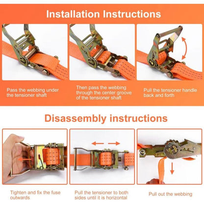 2 Pieces Ratchet Strap With Hooks, Length 6 M, Width 3.8 Mm, Ratchet Tie Down Strap, Tensioning Straps, Supporting A - Image 4