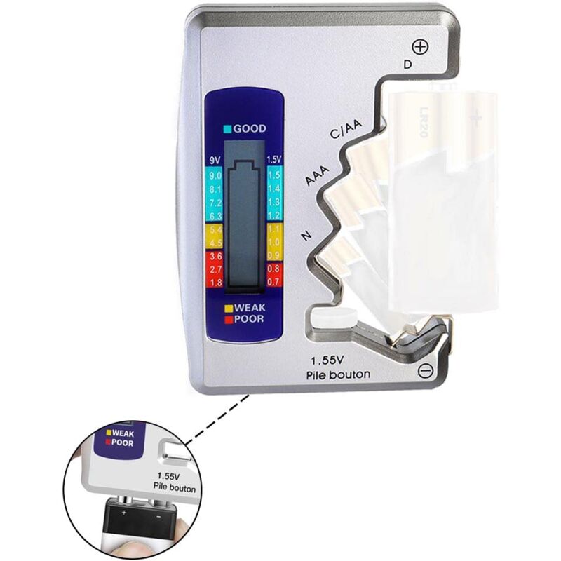 Universal Digital Battery Tester For Aaa Cdn 9V 1.5V Button Cell Mini Batteries - Image 4