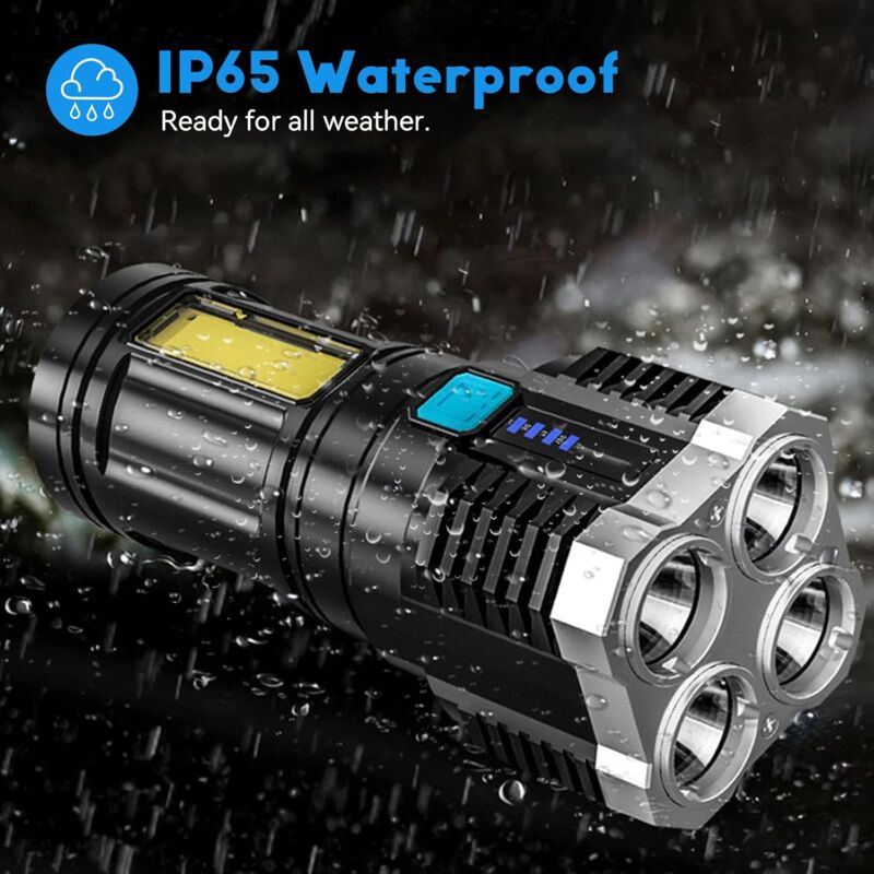 Super Bright LED Torches, Usb Rechargeable Torch With Side Light 4 Modes Cob Powerful Lumens For Outdoor Camping Torch - Image 3