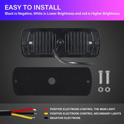 2 pcs 12 LED Amber Strobe Brake Light, 12V 24V LED Light Bar For Offroad Vehicle Car Van Boat Trailer Caravan, 3000K - Image 4