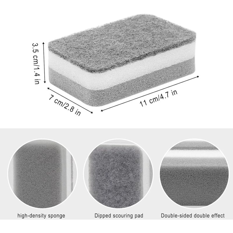 24 Pack Kitchen Cleaning Sponges Bulk, Non-Scratch Dish Sponges For Bathroom, Dishwashing, And Dishes - Gray - Image 2