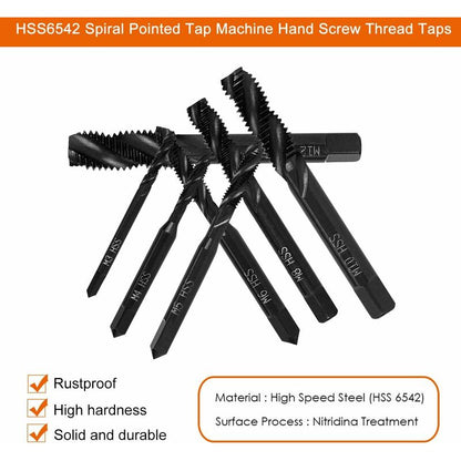 7 pcs Nitride Spiral Point Thread Taps, Hss 6542 Metric Machine Taper Shank Thread Tapping Tool M3 M4 M5 M6 M8 M10 M12 - Image 4