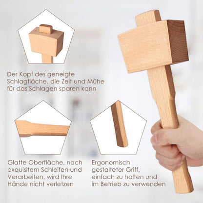 Beech Wood Mallet Hammer With Comfortable Grip Angled Striking Surface Woodworking Hammer For Carpentry Diy Woodworking - Image 3