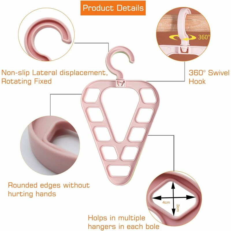 Magic Hanger Organizer, Space Saving Multi-Function Coat Rack Hangers, 9 Hole Triangle Multifunctional Non-Slip Hanger, - Image 2