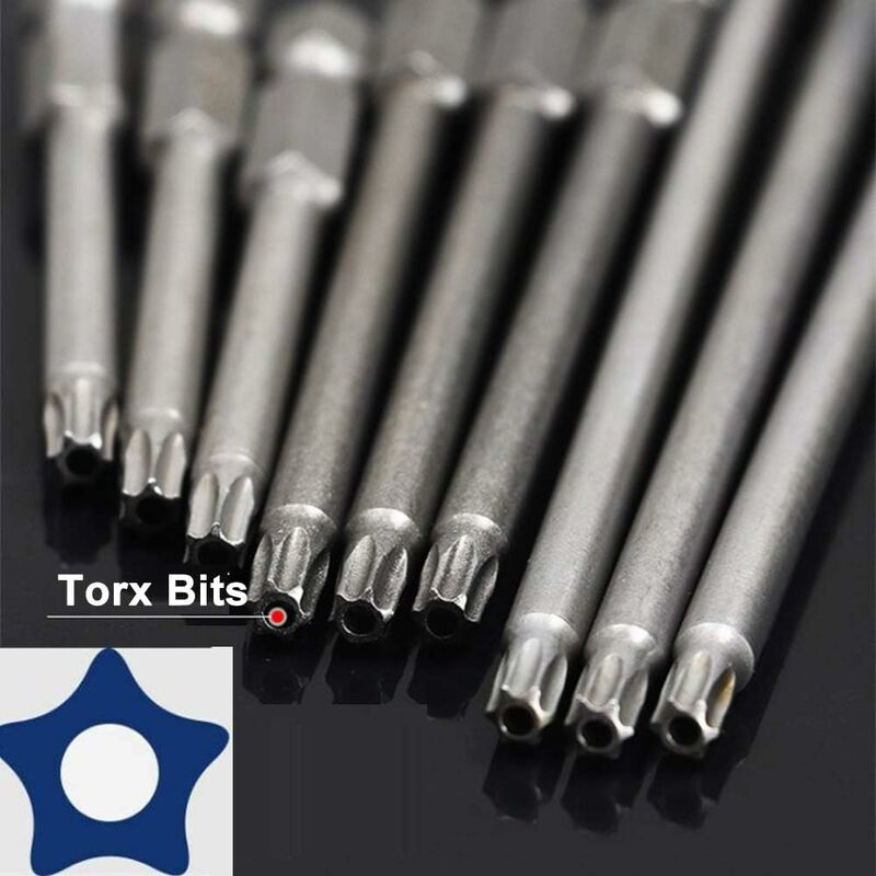 11 Piece Long Torx Screwdriver Bit Set - Magnetic Bits - 1/4" Hex Shank - Sizes T6 To T40 - 100Mm Length - Image 3